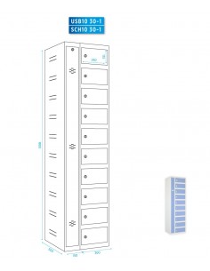 Taquillas con enchufes de carga o USB 2
