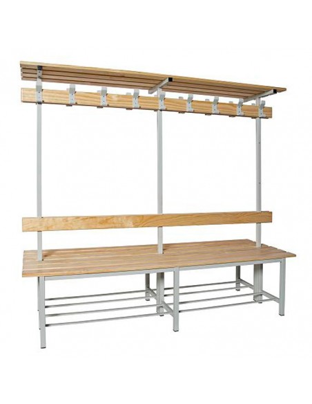 banco perchero repisa doble madera